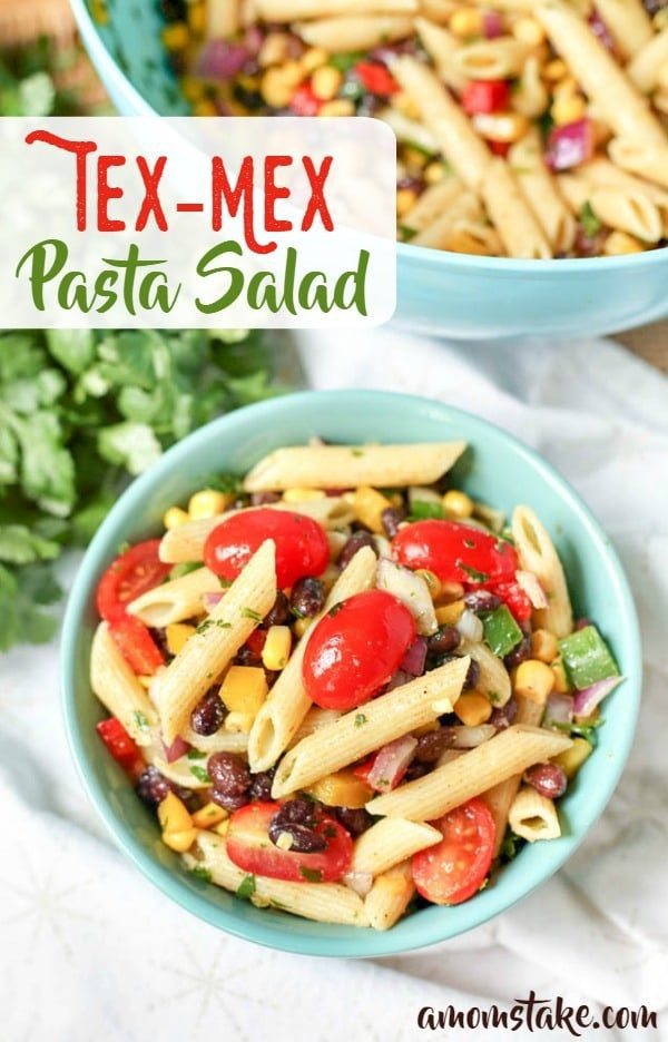 All the flavor of texas and mexico in one exciting, flavorful pasta salad! This Tex-Mex salad is a crowd pleaser. Homemade dressing and loaded with veggies.