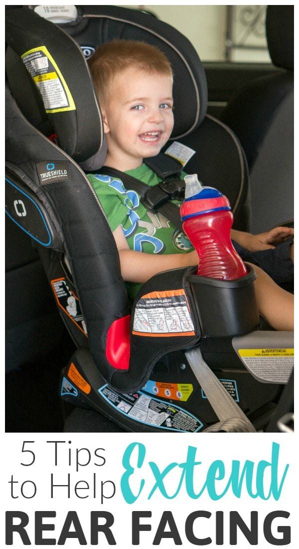 These 5 easy tips will help moms and dads keep your baby and toddlers rear facing longer! It's best to extend rear-facing in their car seat as long as the car seat limits allow to keep your children safe!