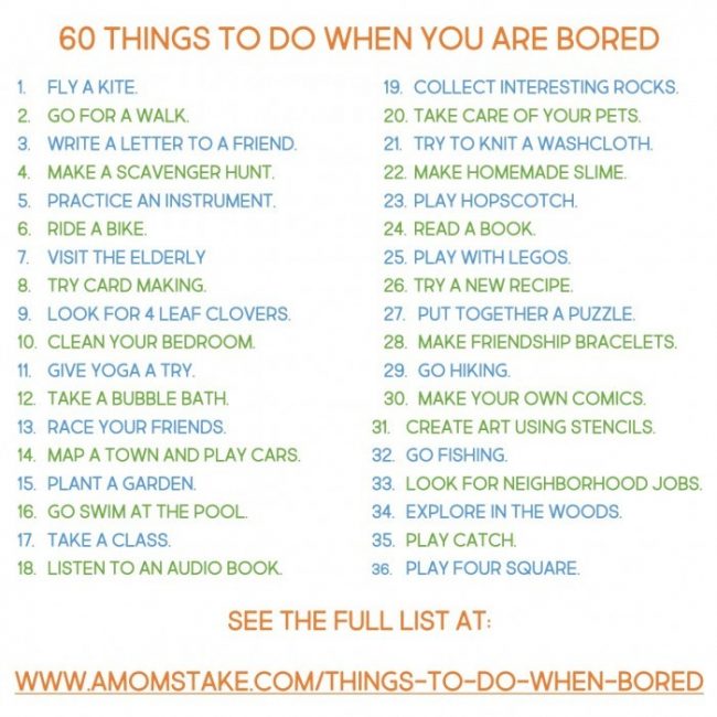 What To Do When You're Bored - Free Printable for Kids