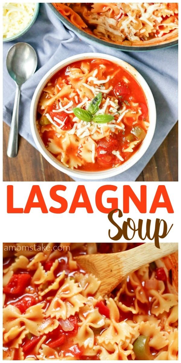 Try this Lasagna Soup for dinner! All the taste of a home cooked meal with an easy one pot no big mess recipe. One of our favorite soup dinners.