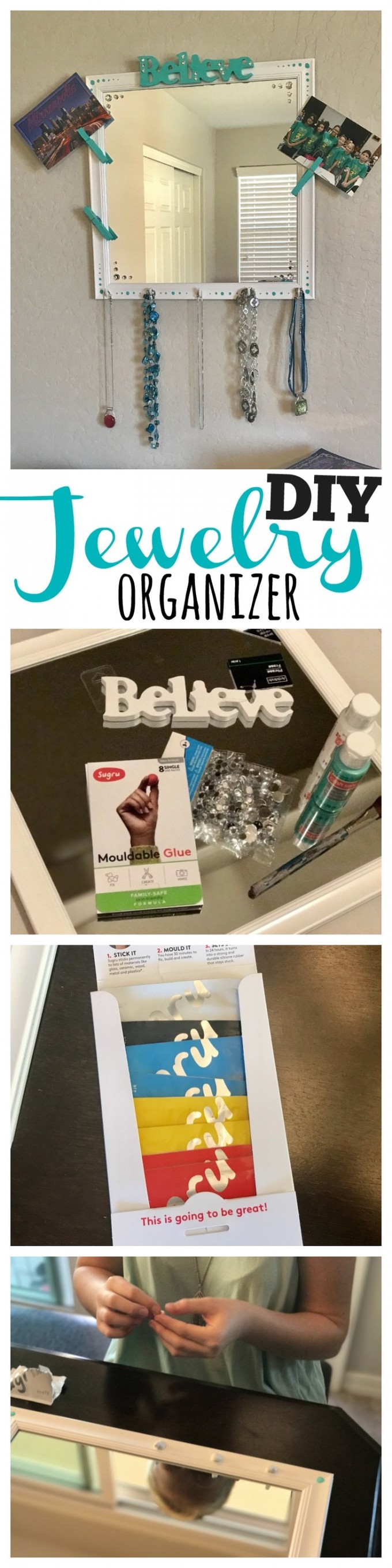 Turn a regular mirror into an adorable jewelry organizer with Sugru #AD
