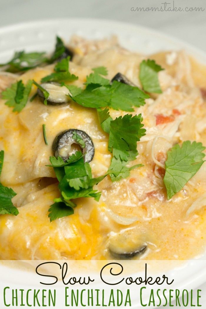 Slow Cooker Chicken Enchilada Casserole - A Mom's Take