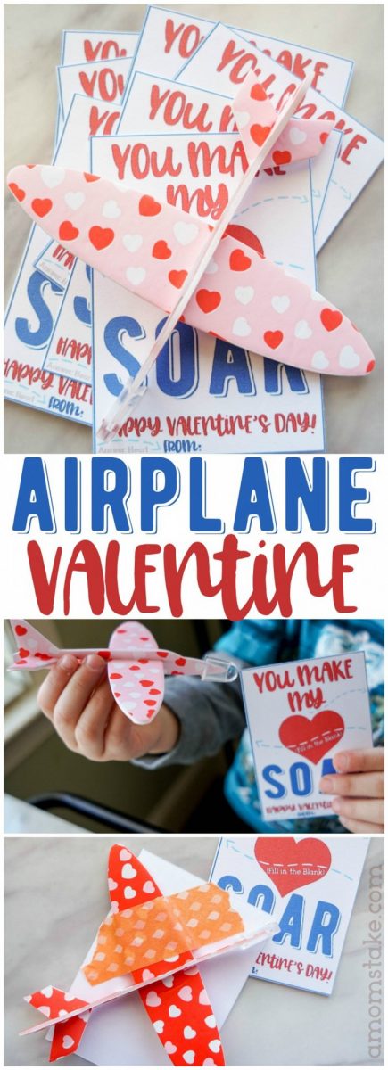 Grab this adorable airplane valentine with a free printable! #valentine #valentinesday #vday #valentinecards #printable #airplane