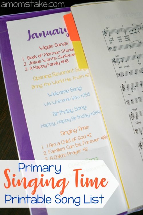 Primary Singing Time Song List - A resource for LDS music leader / chorister to help get organized for the year of songs! #LDS #Mormon #Primary #PrimaryChorister #PrimaryMusicLeader #Music #SingingTime #Printable