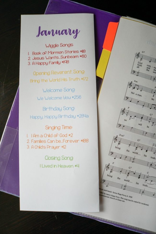 primary singing time song list