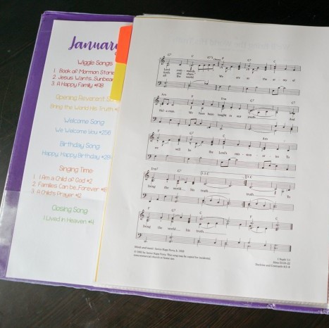 Singing Time Monthly Song List Printable