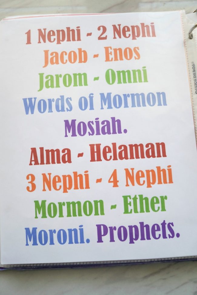 books of the book of mormon flip charts for LDS Primary music leader singing time printable song helps