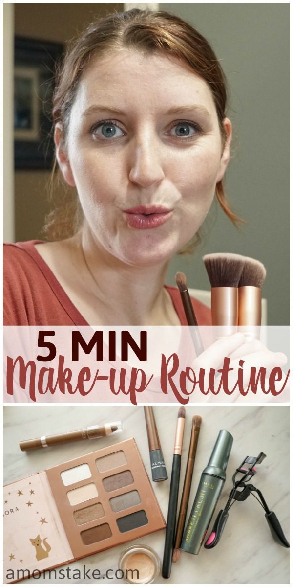 This easy 5 minutes (or less) morning make-up routine can help you put you feel confident and pretty with minimal effort. Try these beauty tricks and some of the products we use. #beauty #makeup #routines #makeuproutine #5minmakeup