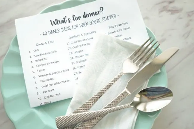 What to Make for Dinner Tonight? 60 Dinner Ideas Printable Whats for Dinner 06820