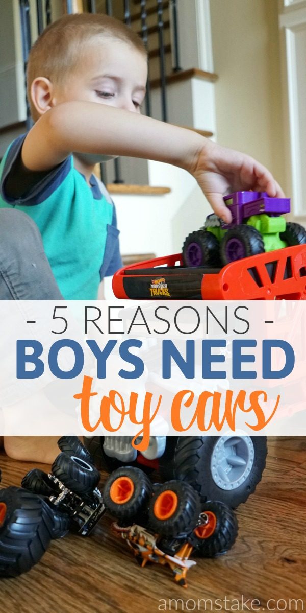 All the reasons boys need toy cars or trucks in their life! Perfect for building imagination, teaching cause and effect, and more! #parenting #boys #boymom #toys