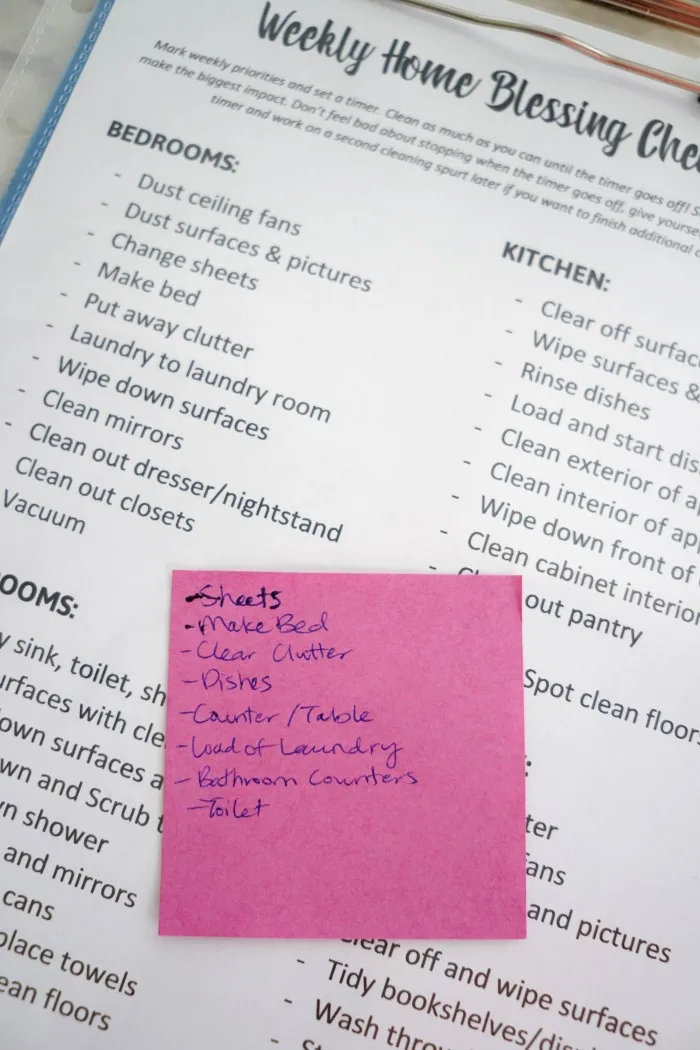 weekly cleaning checklist