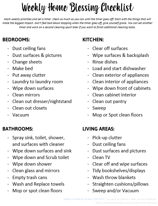 Weekly Cleaning Checklist