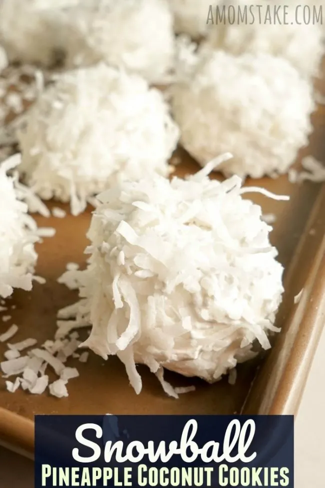 This easy No-Bake Snowball Cookies recipe brings a sweet taste of summer to your holiday festivities. These Hawaiian inspired cookies are so festive and fun with a coconut flake topping and yummy pineapple center. 
