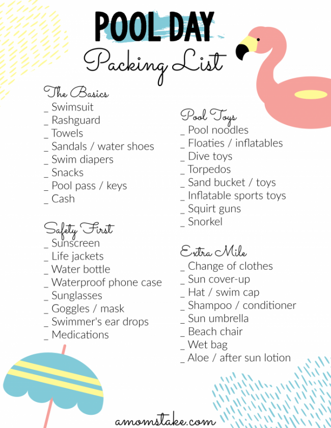 Pool Day Packing List & Tips 16 Pool Day Packing List & Tips Pool Day Packing List 1