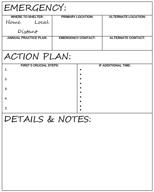 emergency planning printable pdf worksheet