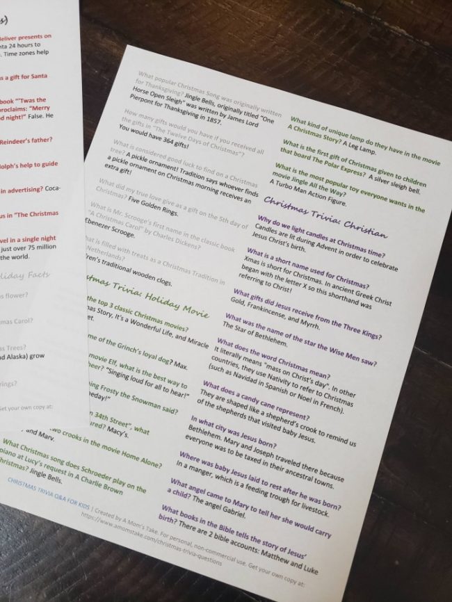 Christmas Trivia: Questions and Answers for Kids & Families +Printable! 20210922 105831