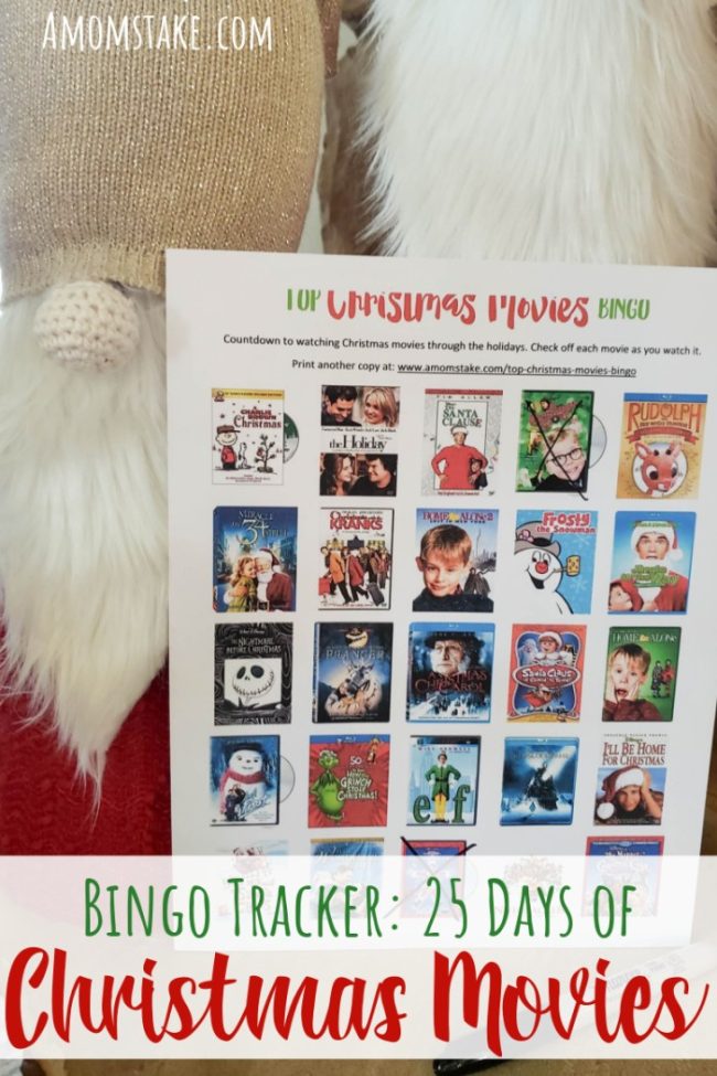 25 Days of Christmas Movies Bingo Tracker Printable! 25 Days of Christmas Movies