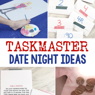 Taskmaster Date Night ideas and printable PDF Task cards for a fun group date night for couples
