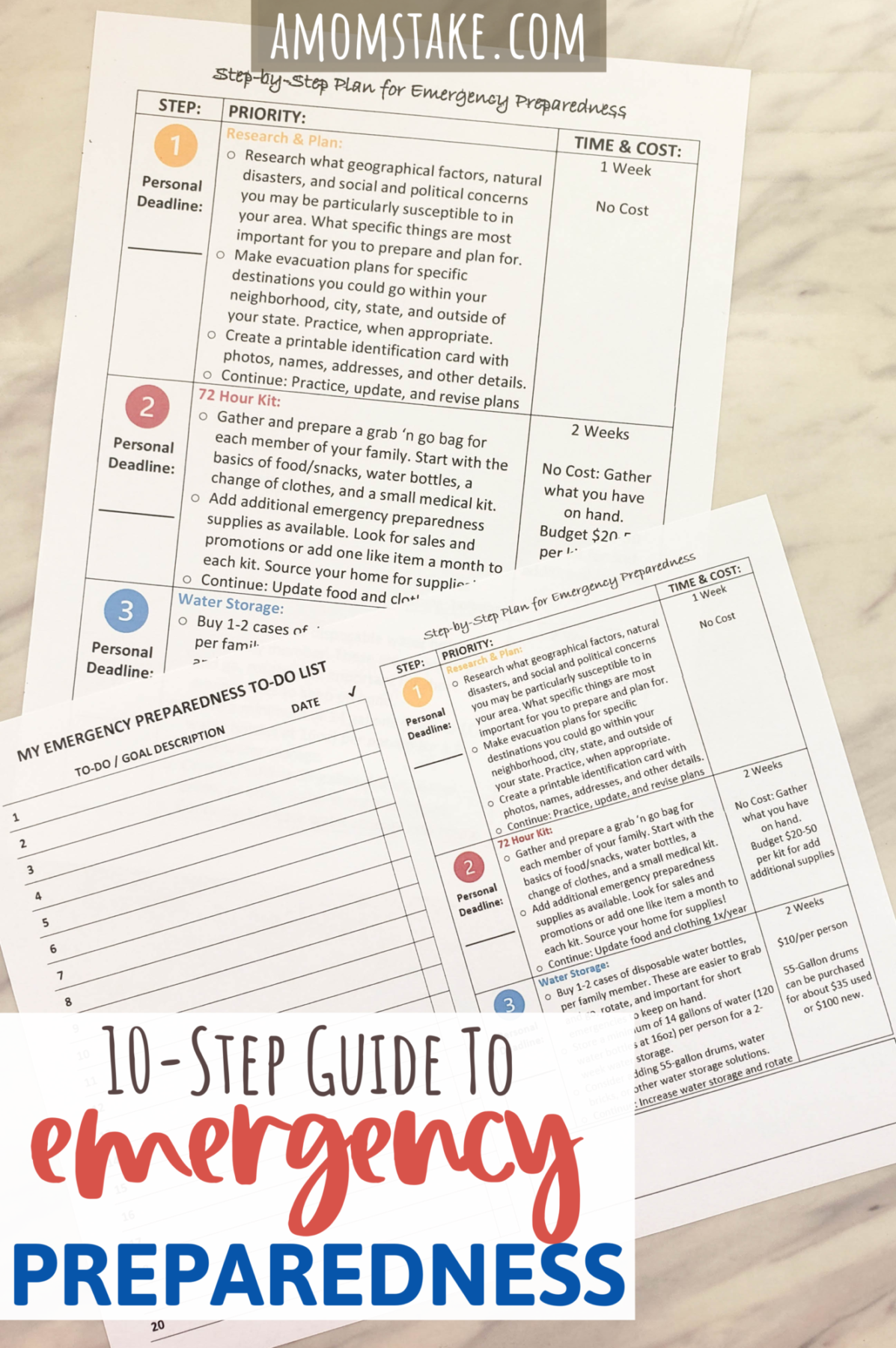 Interested in preparing but don't know where to start? Use this 10 Easy Emergency Preparedness steps plan and printable with actionable goals and deadlines.