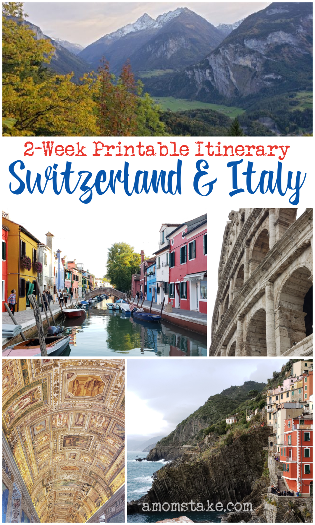 2 Week Switzerland & Italy Itinerary + Printable! 1 2 week Switzerland and Italy Travel Itinerary including printable and editable agenda to quickly and easily plan your own trip to Europe! A quick guide with travel plans for each day with destinations and then visit our more in-depth guides for planning individual parts of the trip.