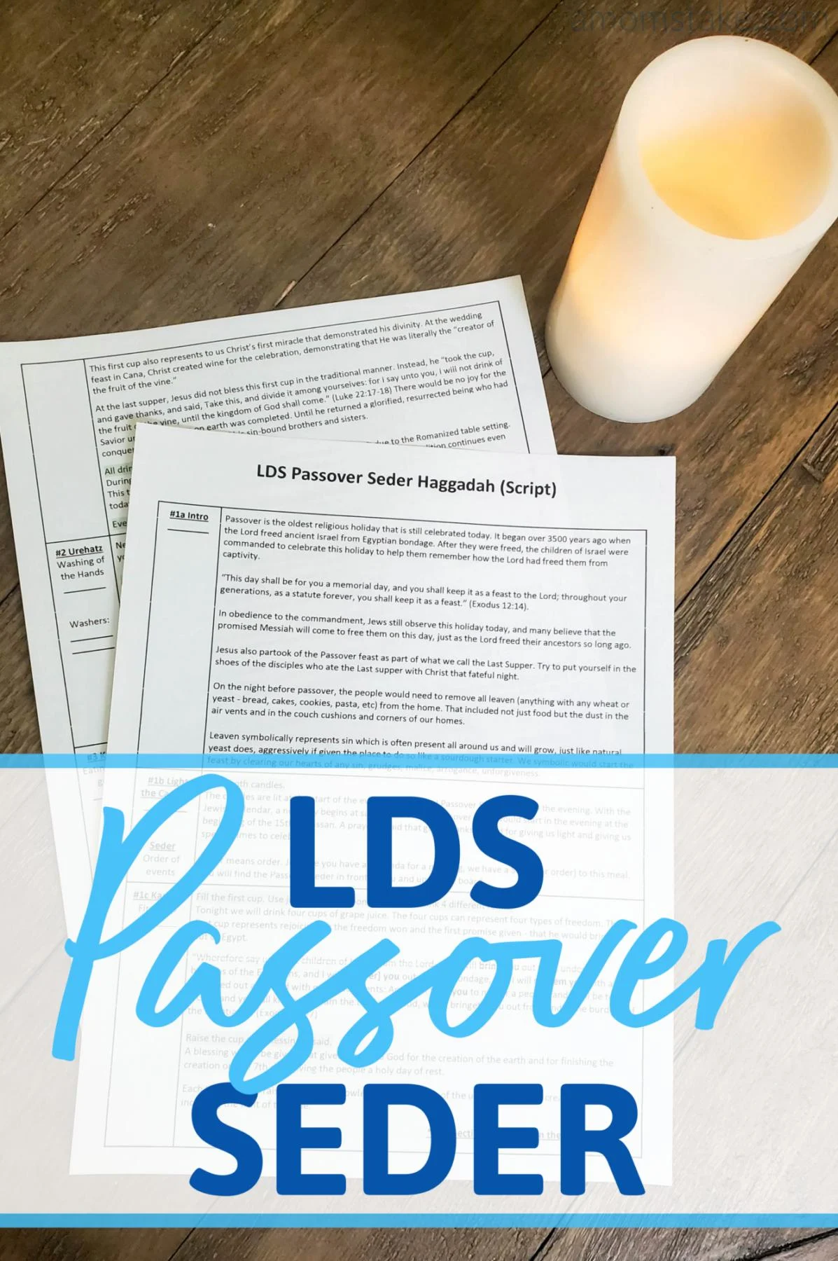 LDS Passover Seder Script for Families & Youth Groups 1 LDS Passover Seder Script (Haggadah) comprehensive program simply assign the parts to different participants and prepare the Seder plate! A meaningful and sensory rich Easter experience for LDS families and youth groups.